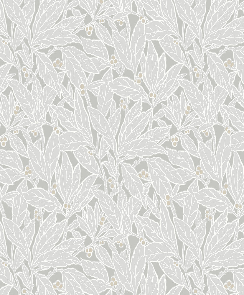 Leaf and Berry Daydream Grey ET12808 by Etten Studios Designer Wallpaper