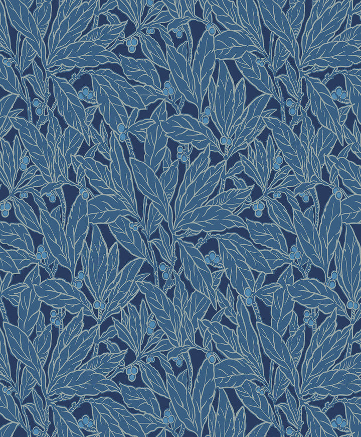 Leaf and Berry Marine Blue ET12812 by Etten Studios Designer Wallpaper