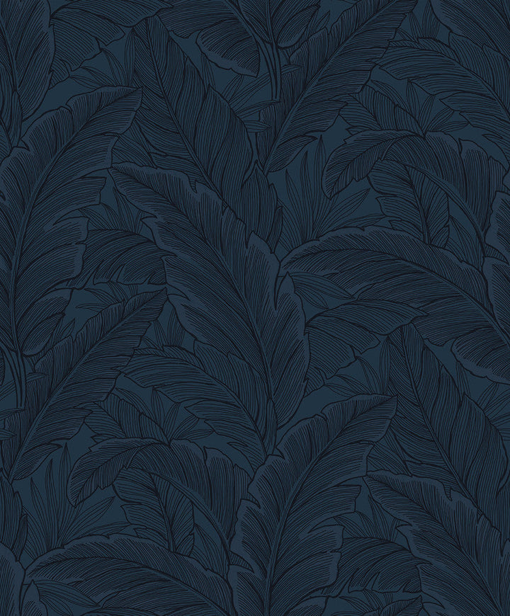 Gulf Tropical Leaves Navy Blue ET13002 by Etten Studios Designer Wallpaper