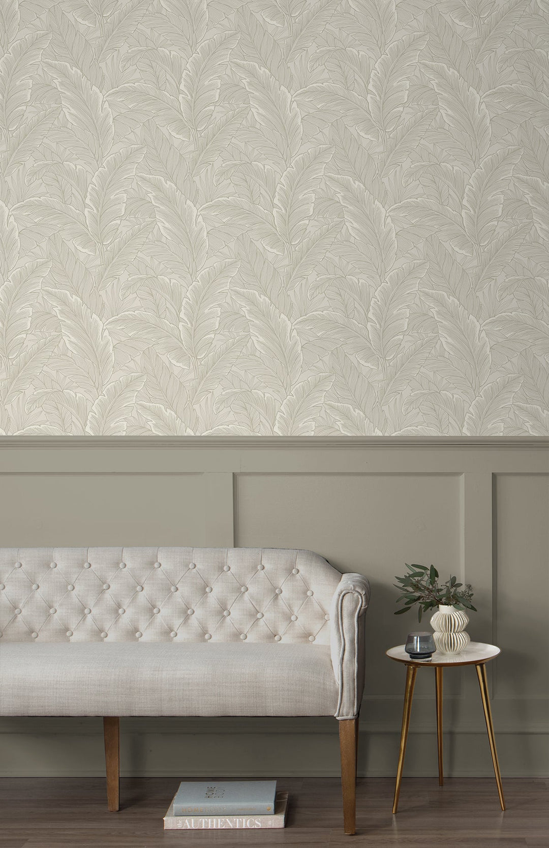 Gulf Tropical Leaves Crema ET13005 by Etten Studios Designer Wallpaper