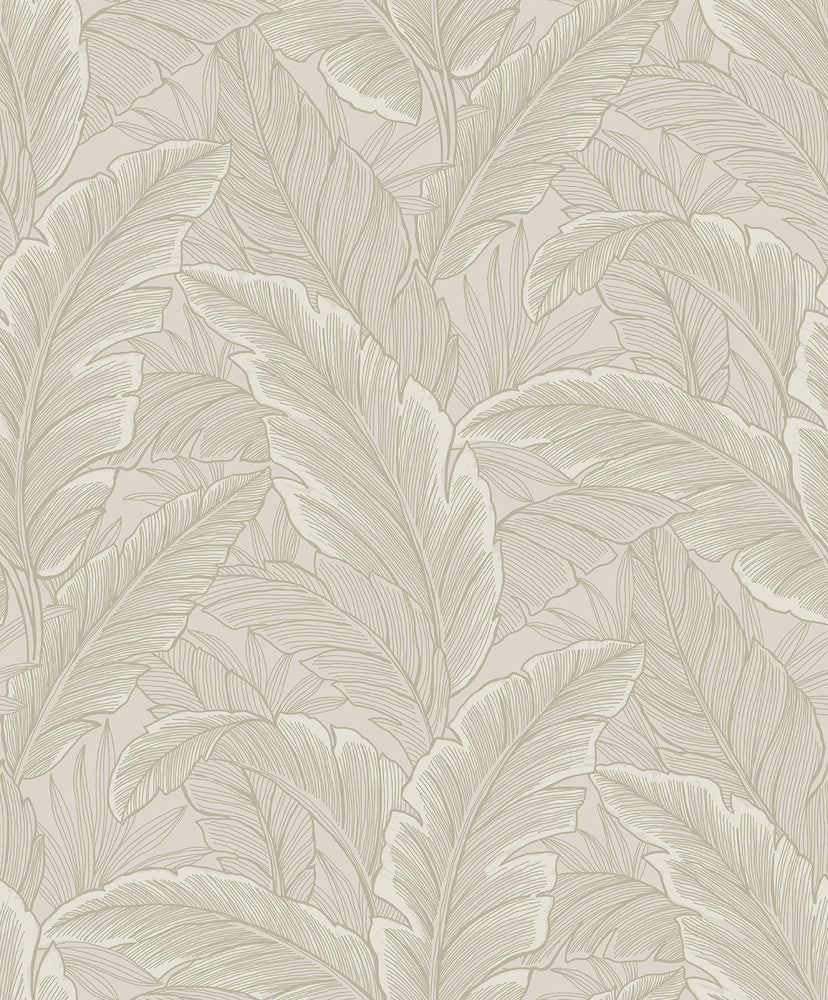 Gulf Tropical Leaves Crema ET13005 by Etten Studios Designer Wallpaper