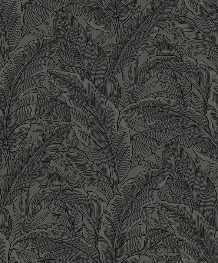 Gulf Tropical Leaves Slate Grey ET13008 by Etten Studios Designer Wallpaper