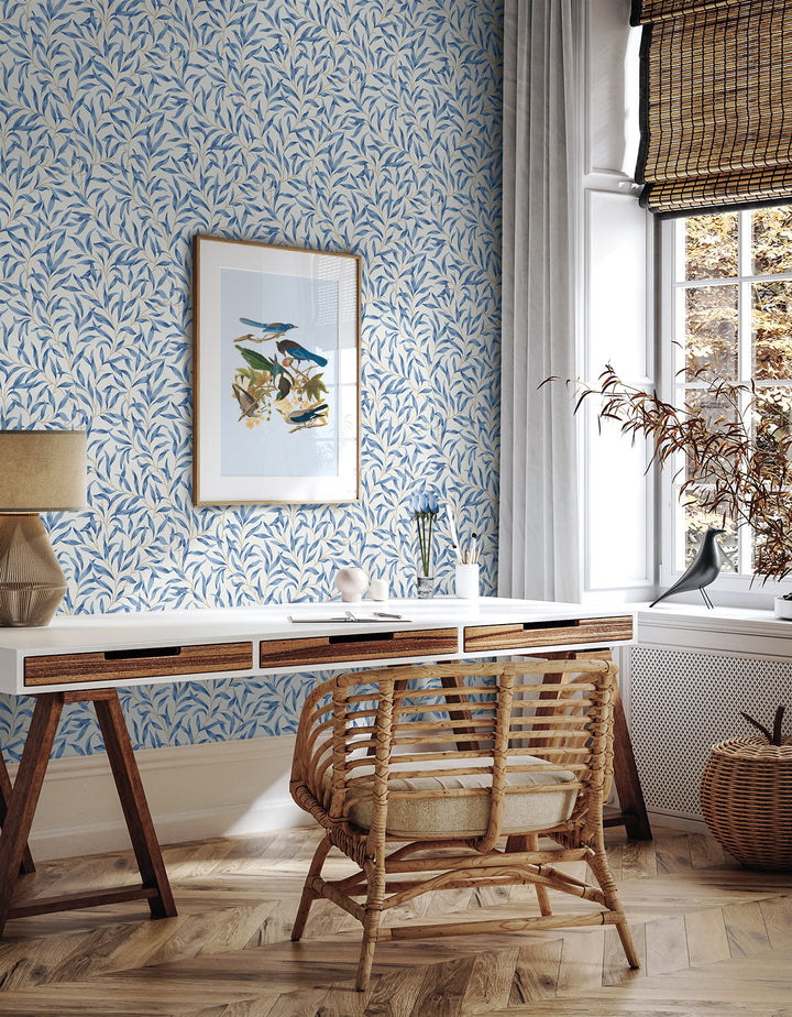 Willow Leaves Blue Lake ET13312 by Etten Studios Designer Wallpaper