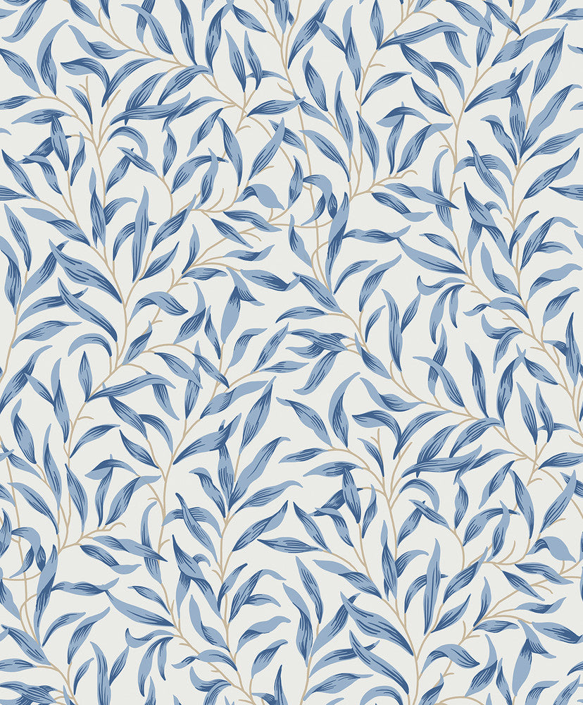 Willow Leaves Blue Lake ET13312 by Etten Studios Designer Wallpaper