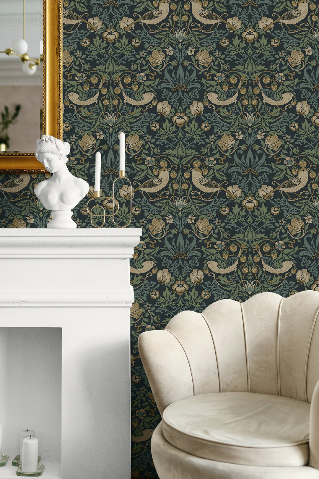 Strawberry Meadow Blue ET13402 by Etten Studios Designer Wallpaper