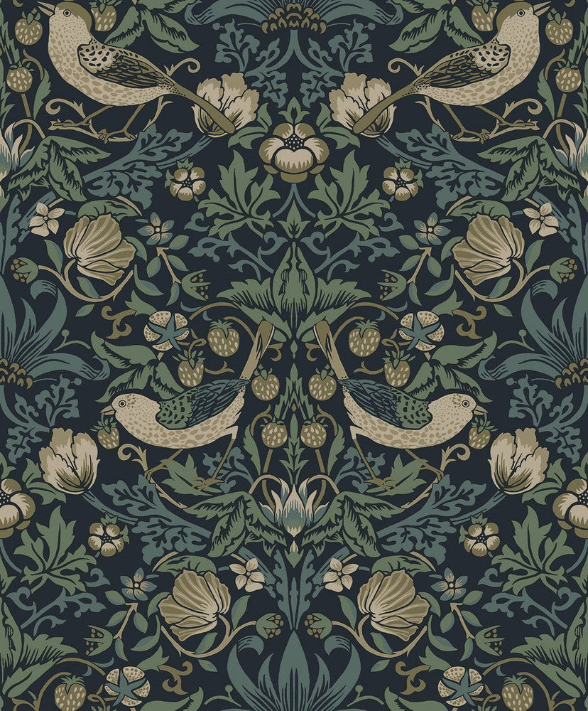 Strawberry Meadow Blue ET13402 by Etten Studios Designer Wallpaper
