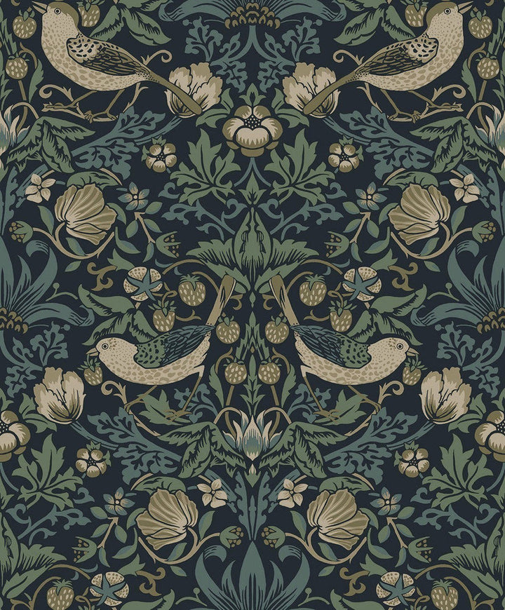 Strawberry Meadow Blue ET13402 by Etten Studios Designer Wallpaper