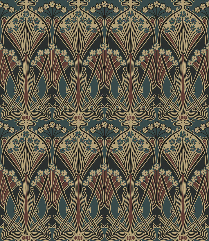 Deco Dragonflies Aegean Blue & Clay ET13501 by Etten Studios Designer Wallpaper