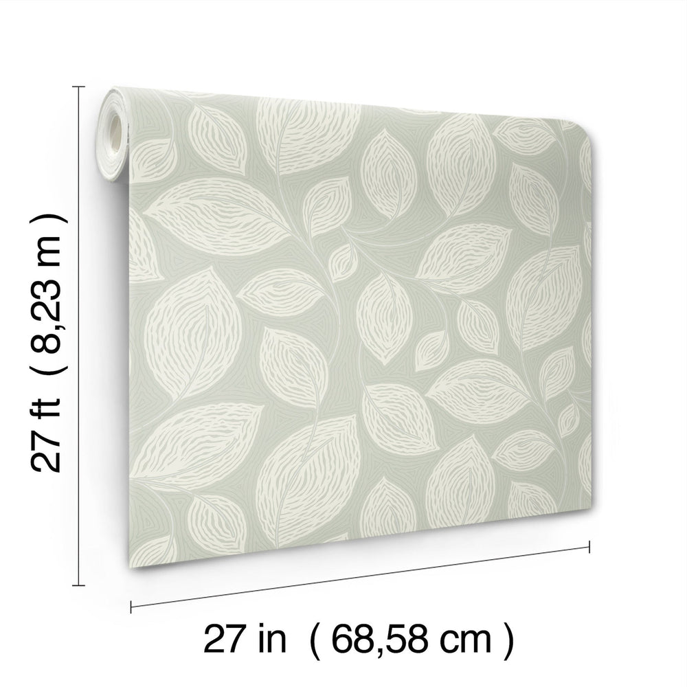 Contoured Leaves Green Wallpaper by Candice Olson Designer