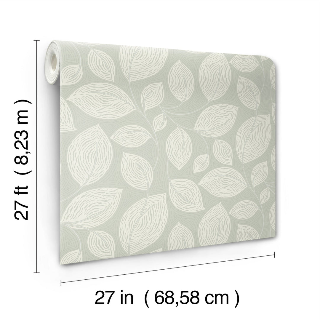 Contoured Leaves Green Wallpaper by Candice Olson Designer