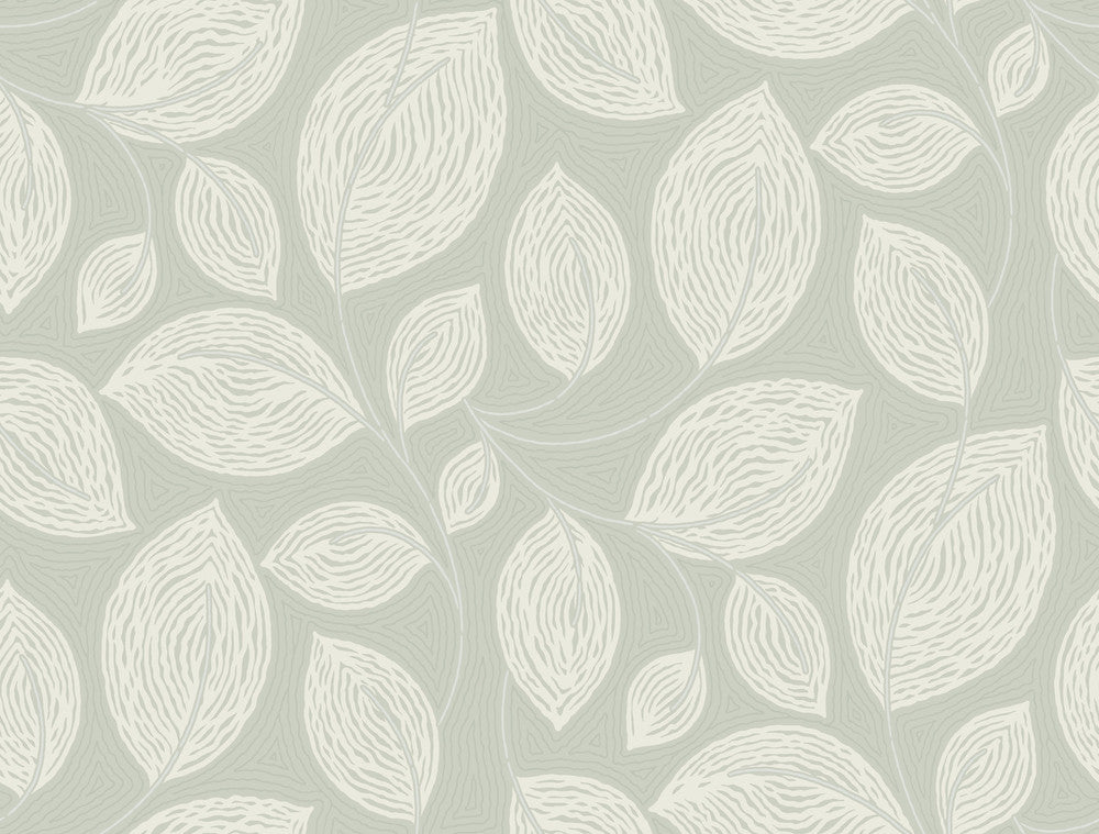 Contoured Leaves Green Wallpaper by Candice Olson Designer Candice Olson Casual Elegance Covers about 60.8 square feet 27-in by 27-ft long roll Unpasted 25.25 - Swanky Fabrics -