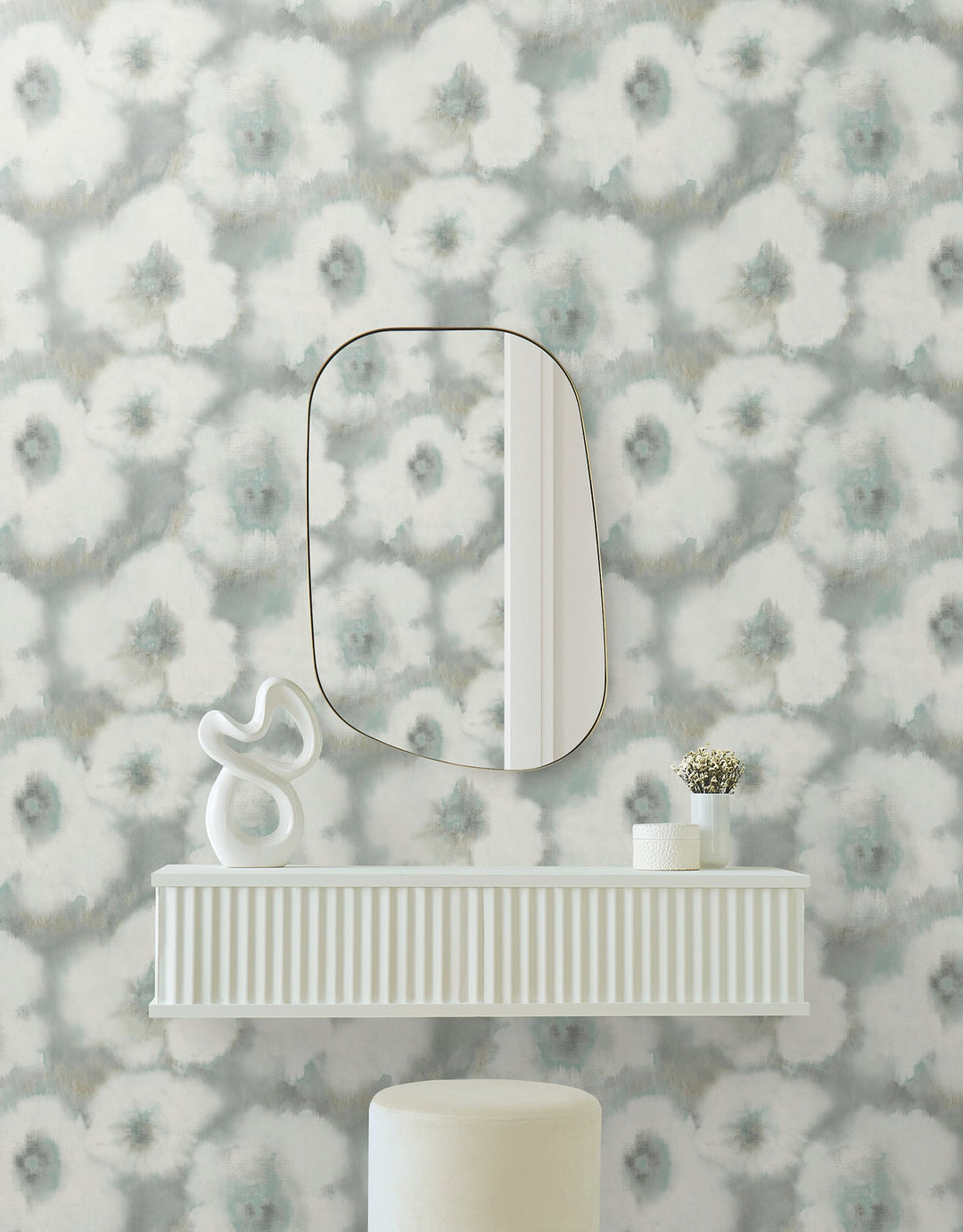 Blended Floral Aqua Wallpaper by Candice Olson Designer