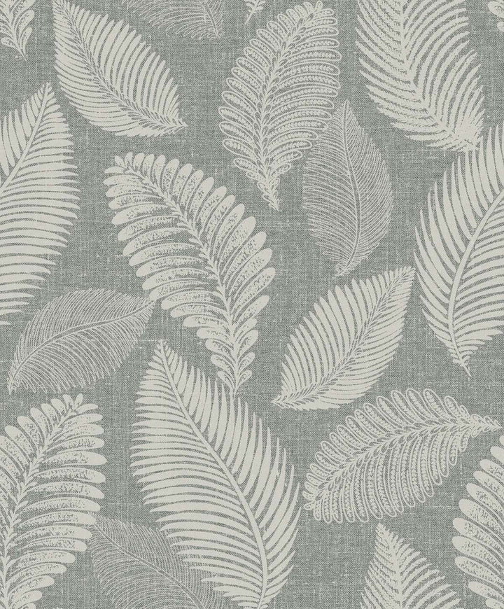 Tossed Leaves Charcoal Linen EW10010 by Seabrook Designs Designer Wallpaper