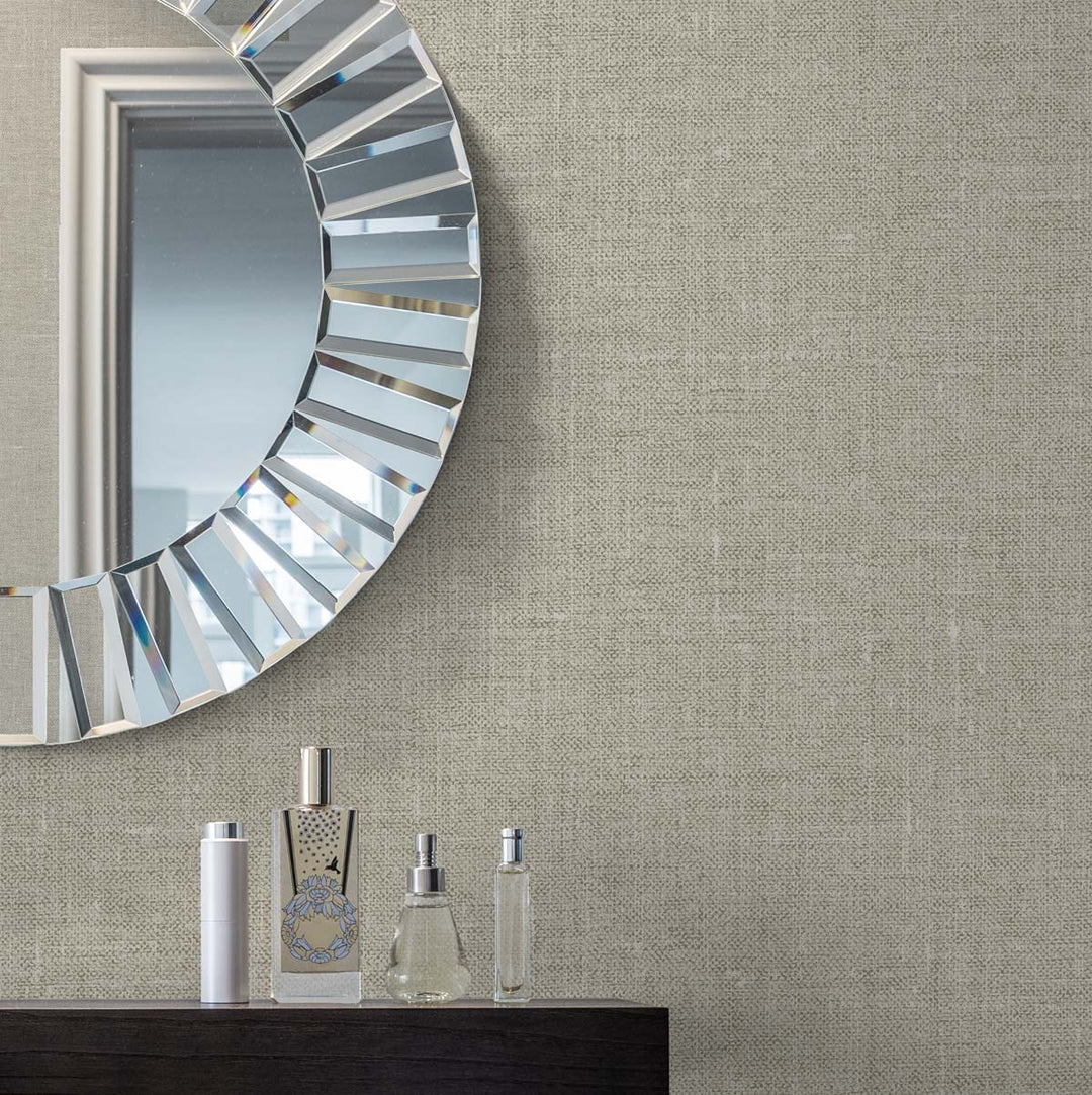 Abington Faux Linen Ocean Sand EW10105 by Seabrook Designs Designer Wallpaper