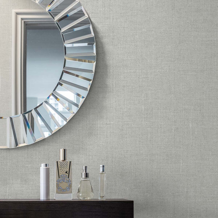 Abington Faux Linen Greige EW10107 by Seabrook Designs Designer Wallpaper
