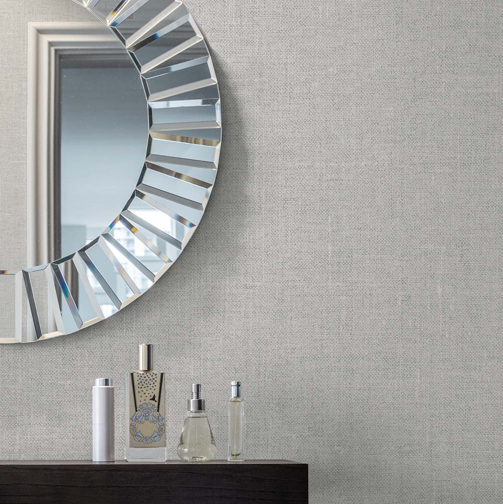 Abington Faux Linen Modern Grey EW10108 by Seabrook Designs Designer Wallpaper