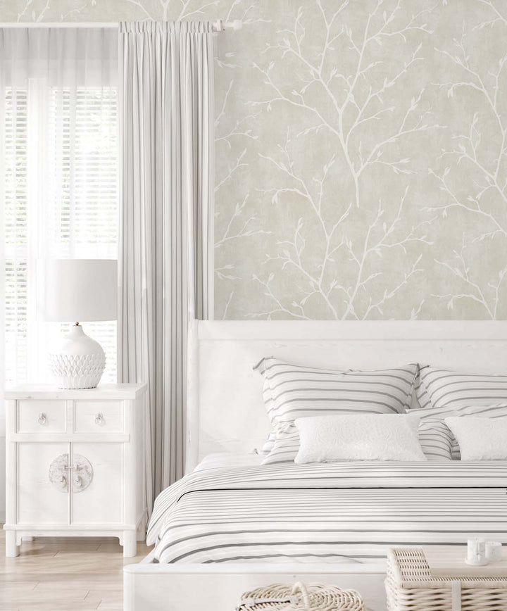 Avena Branches Soft Cream EW10205 by Seabrook Designs Designer Wallpaper