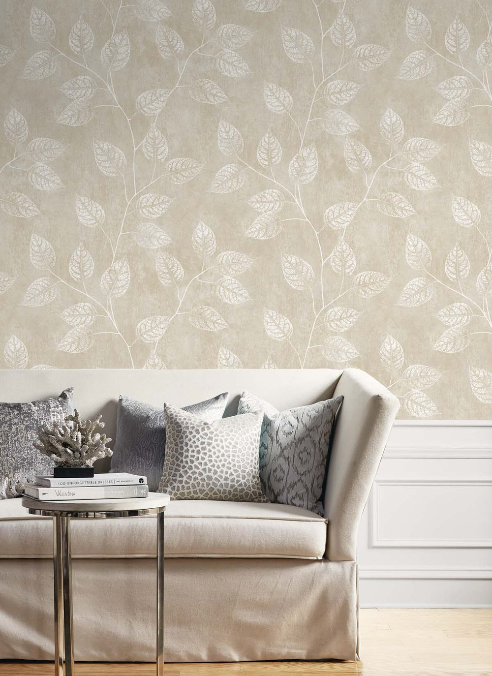 Branch Trail Silhouette Summer Sand EW10805 by Seabrook Designs Designer Wallpaper