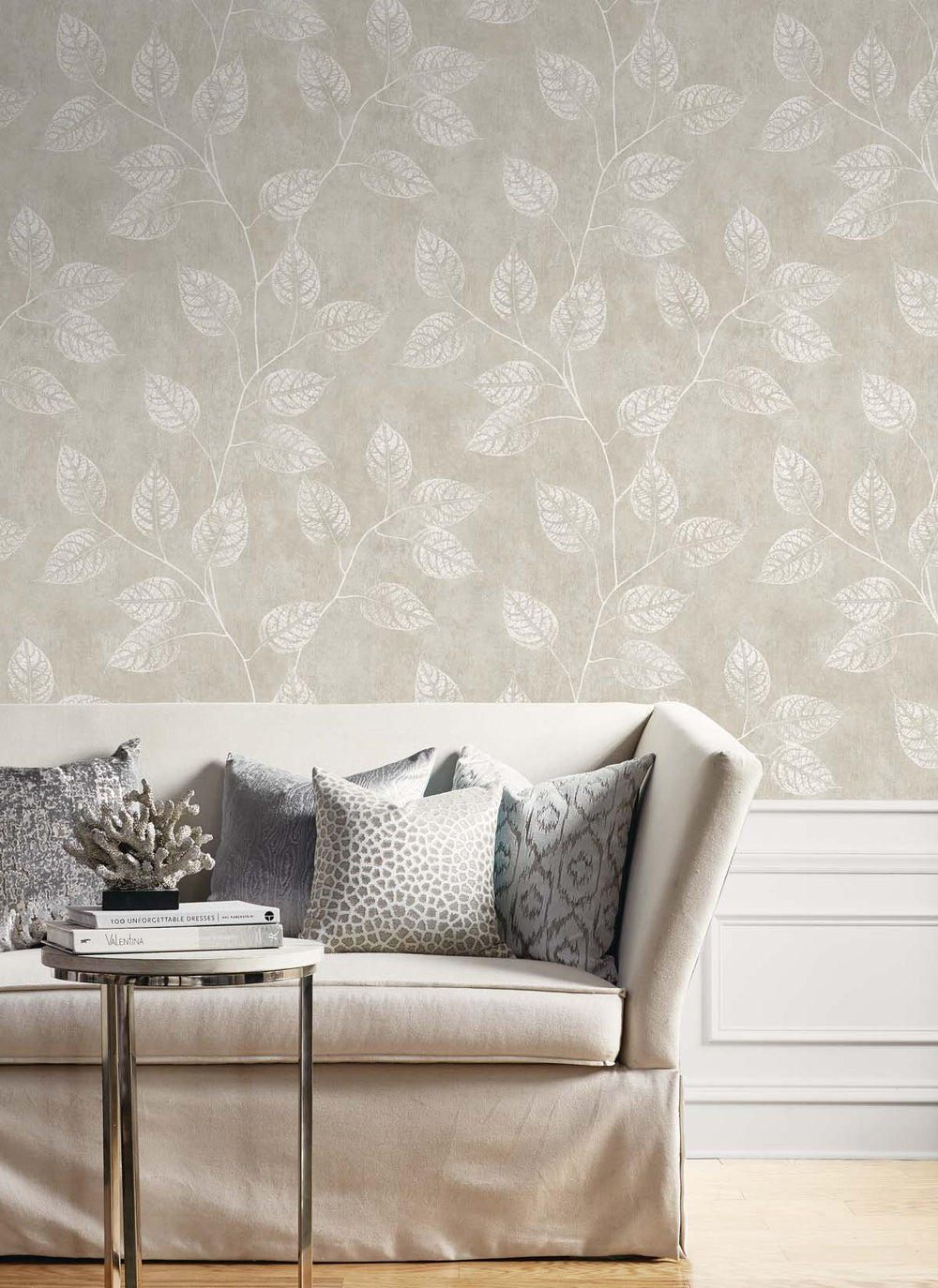 Branch Trail Silhouette Grey Taupe EW10807 by Seabrook Designs Designer Wallpaper