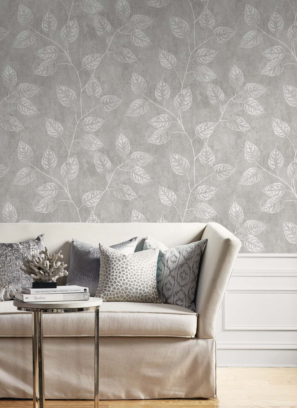 Branch Trail Silhouette Slate EW10808 by Seabrook Designs Designer Wallpaper