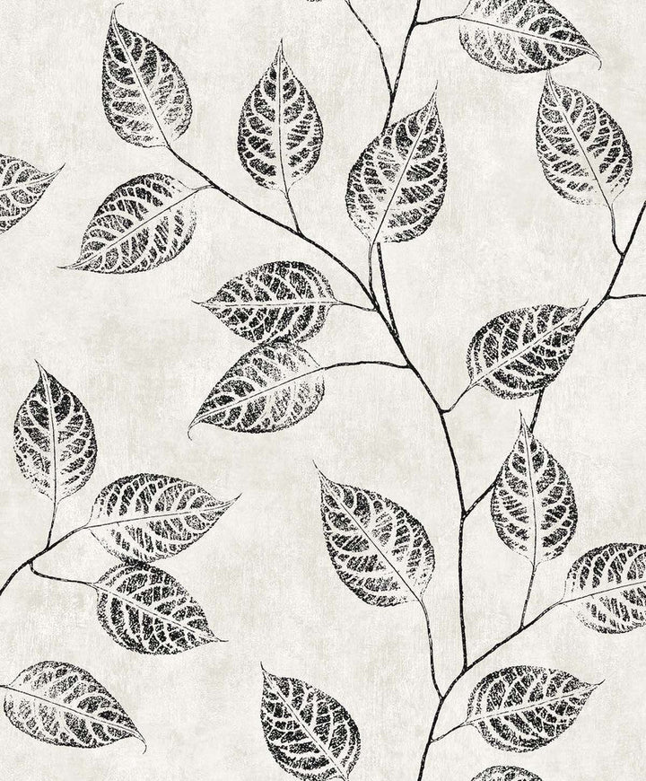 Branch Trail Silhouette Black and White EW10820 by Seabrook Designs Designer Wallpaper