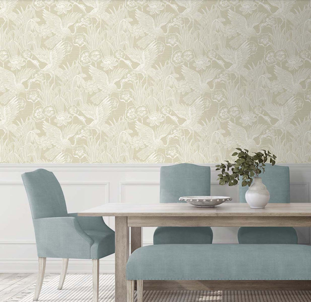 Marsh Cranes Shore EW11005 by Seabrook Designs Designer Wallpaper