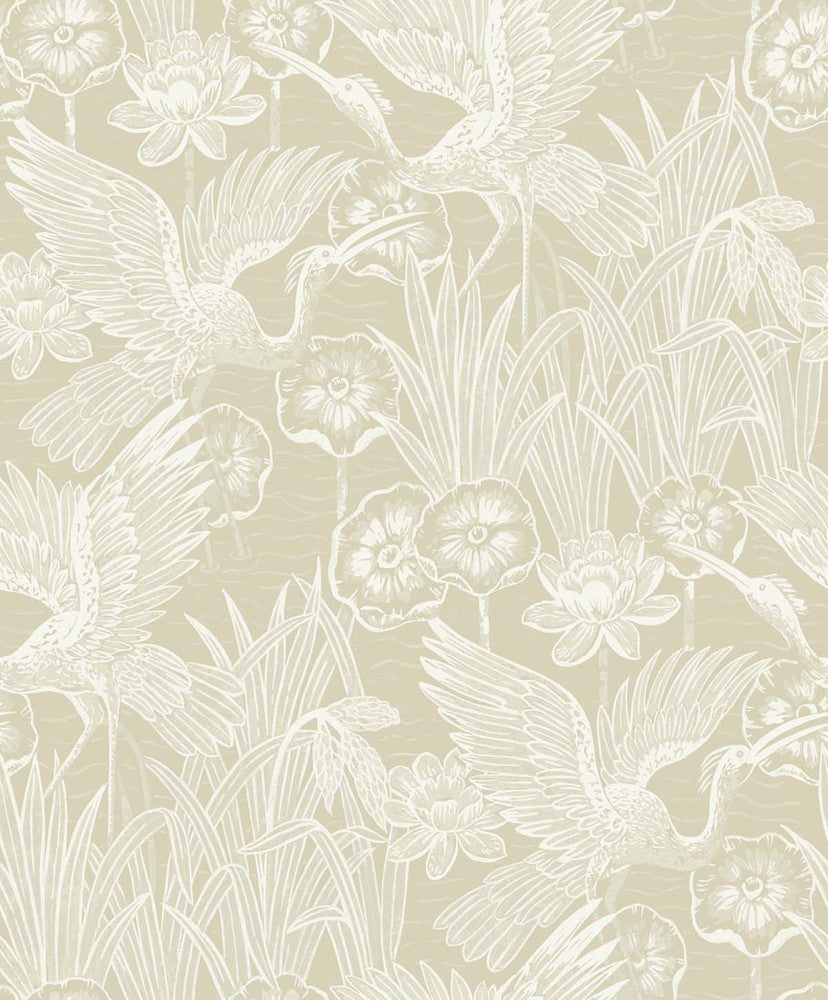 Marsh Cranes Shore EW11005 by Seabrook Designs Designer Wallpaper