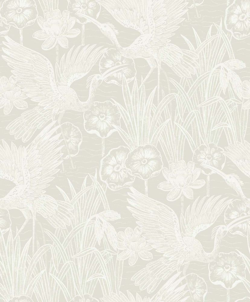 Marsh Cranes Daylight EW11010 by Seabrook Designs Designer Wallpaper