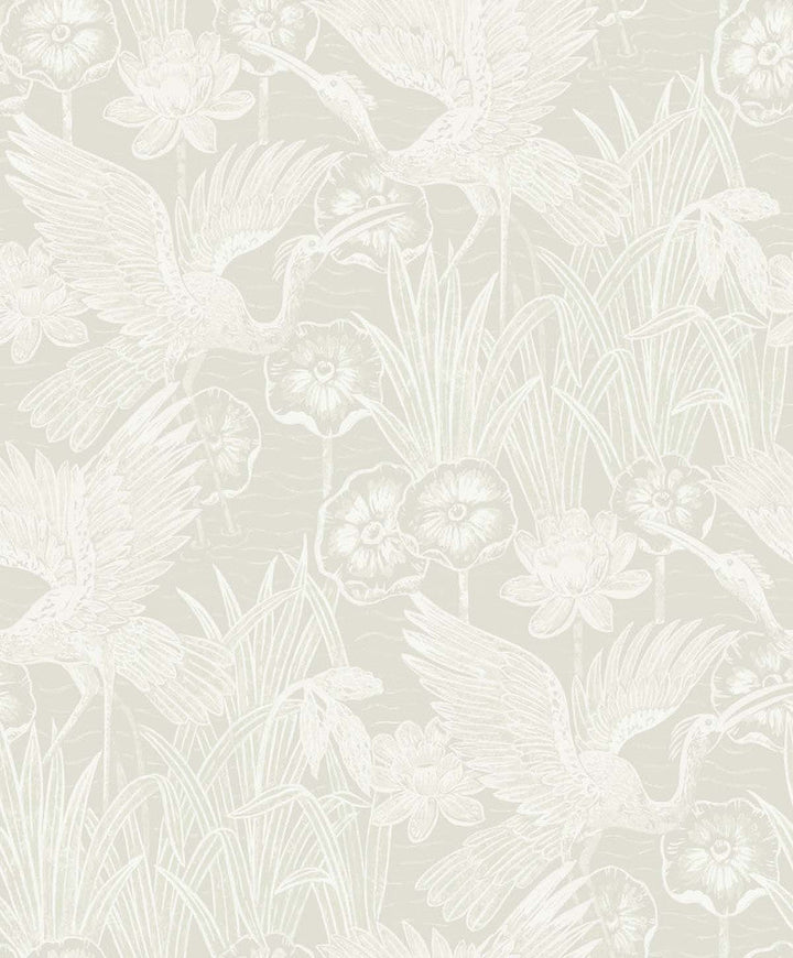 Marsh Cranes Daylight EW11010 by Seabrook Designs Designer Wallpaper