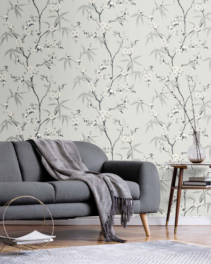 Floral Blossom Trail Stormy EW11100 by Seabrook Designs Designer Wallpaper