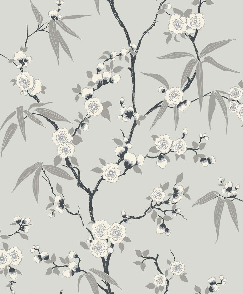 Floral Blossom Trail Stormy EW11100 by Seabrook Designs Designer Wallpaper
