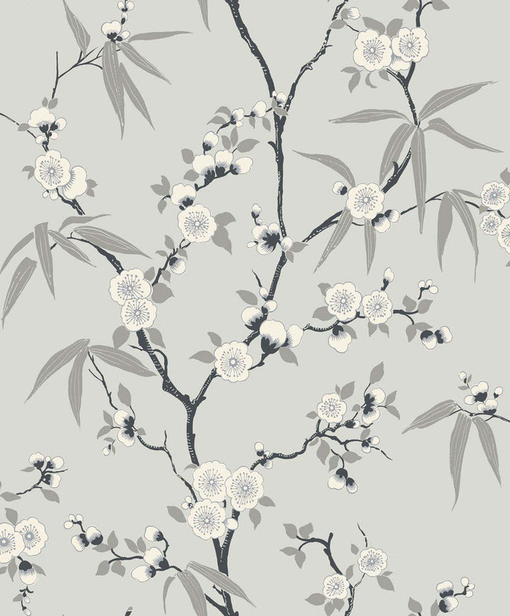 Floral Blossom Trail Stormy EW11100 by Seabrook Designs Designer Wallpaper