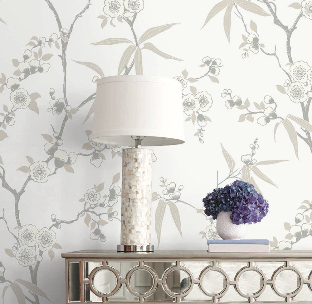 Floral Blossom Trail Morning EW11107 by Seabrook Designs Designer Wallpaper