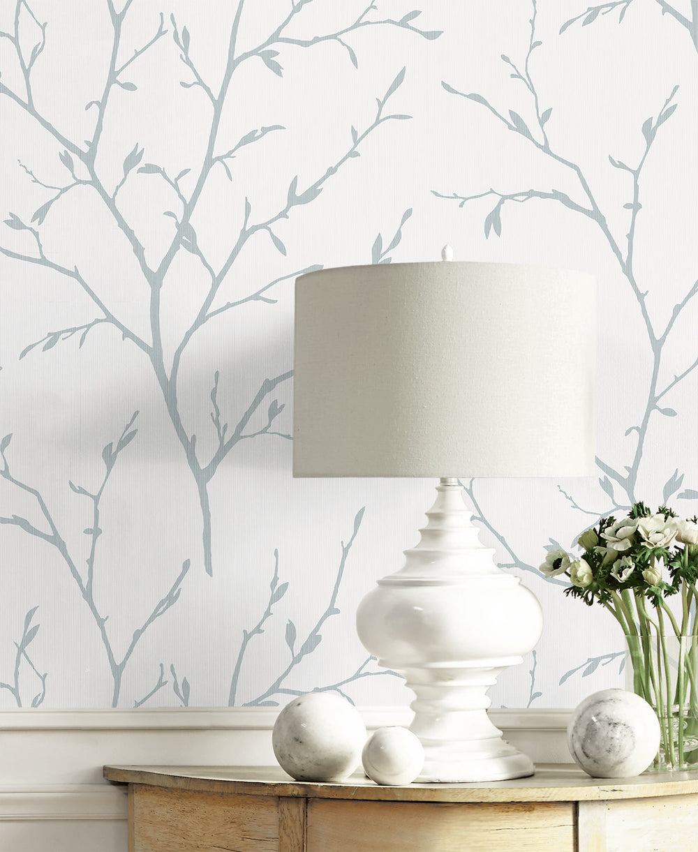Branching Out Slate Blue EW11802 by Seabrook Designs Designer Wallpaper