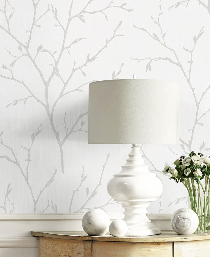 Branching Out Winter Grey EW11808 by Seabrook Designs Designer Wallpaper