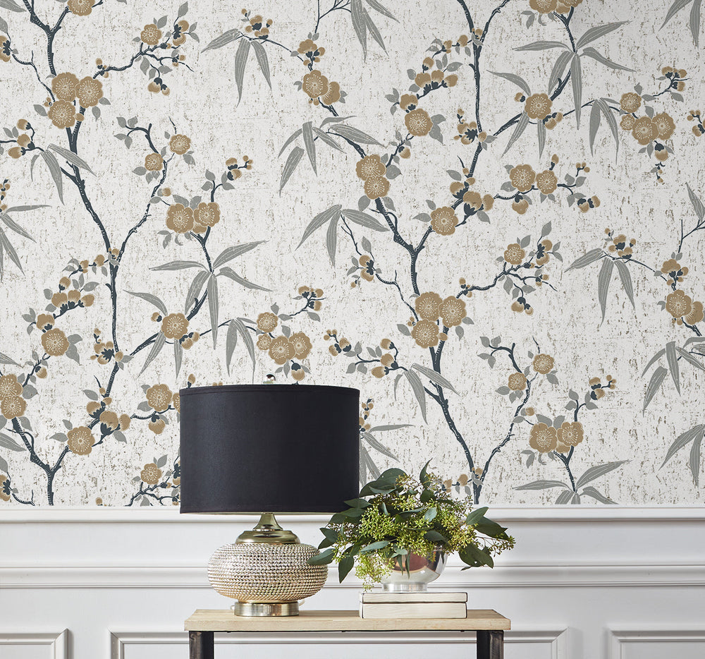 Blossom Cork Gold Chip EW11905 by Seabrook Designs Designer Wallpaper