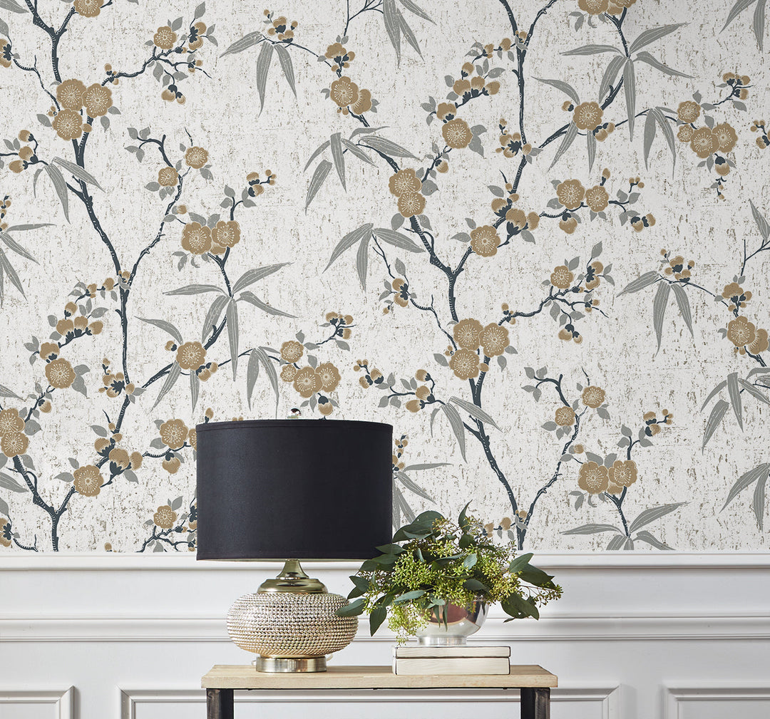 Blossom Cork Gold Chip EW11905 by Seabrook Designs Designer Wallpaper