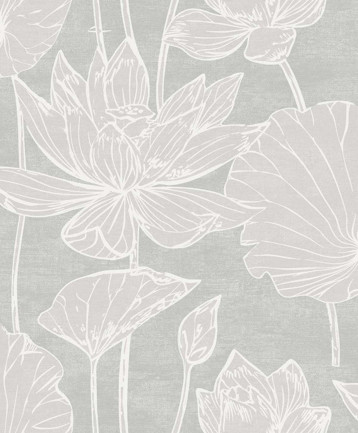 Water Lilies Shadow EW12000 by Seabrook Designs Designer Wallpaper
