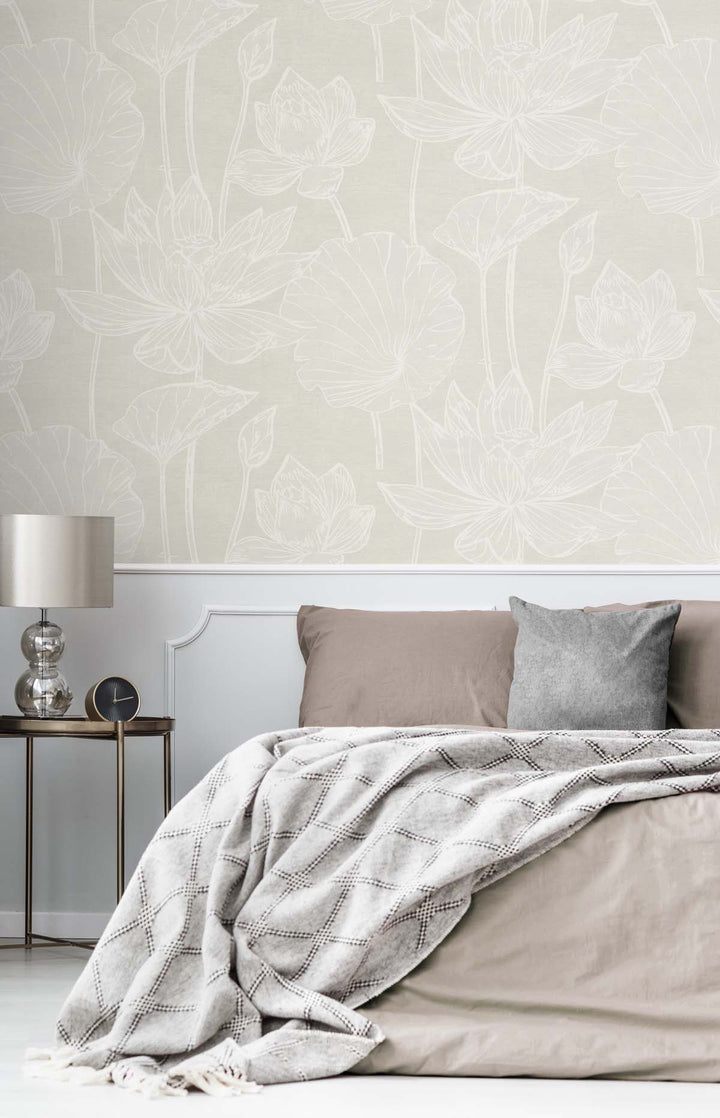 Water Lilies Pearlescent EW12005 by Seabrook Designs Designer Wallpaper