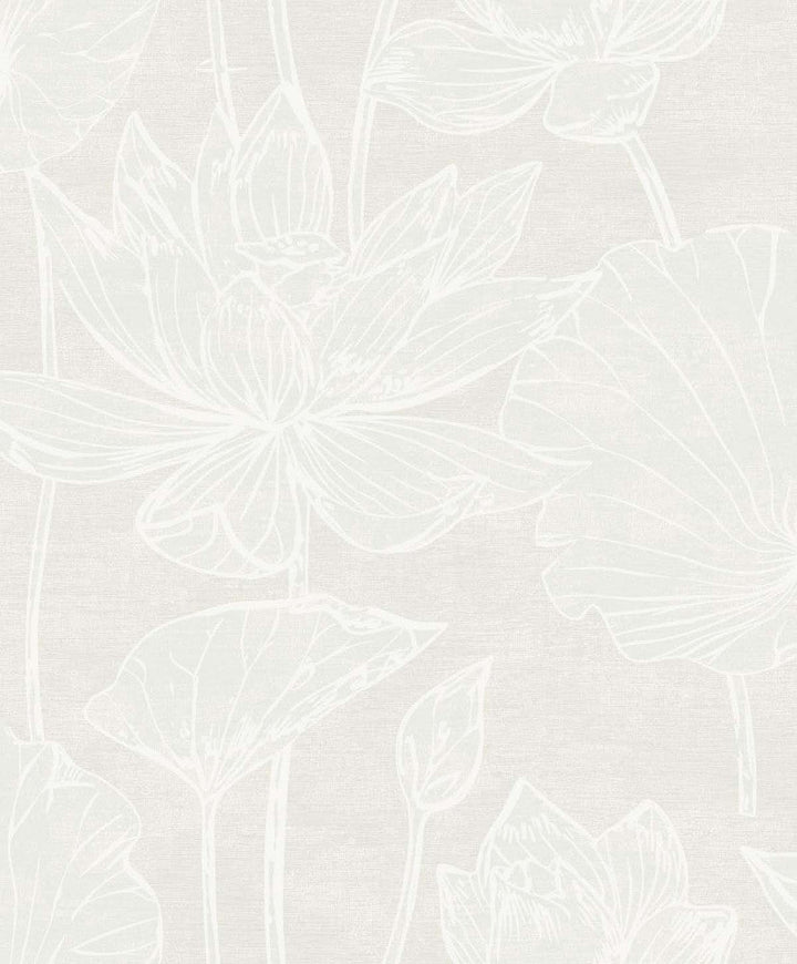 Water Lilies White Pearl EW12015 by Seabrook Designs Designer Wallpaper