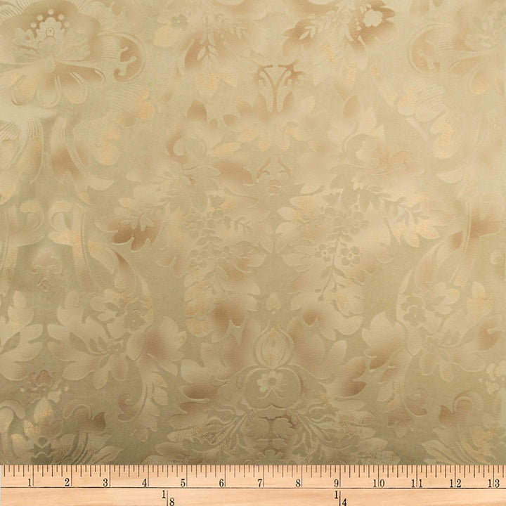 Embellished Damask Cream by Europatex Designer Fabric Embellished 100% Polyester 13" H, 24" V 118.00 inches - Swanky Fabrics -