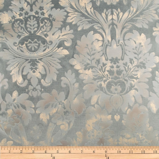 Embellished - Damask - Steel by Europatex Designer Fabric Embellished 100% Polyester China See Sample Horizontal: N/A and Vertical: N/A 118.00 inches  - Swanky Fabrics -