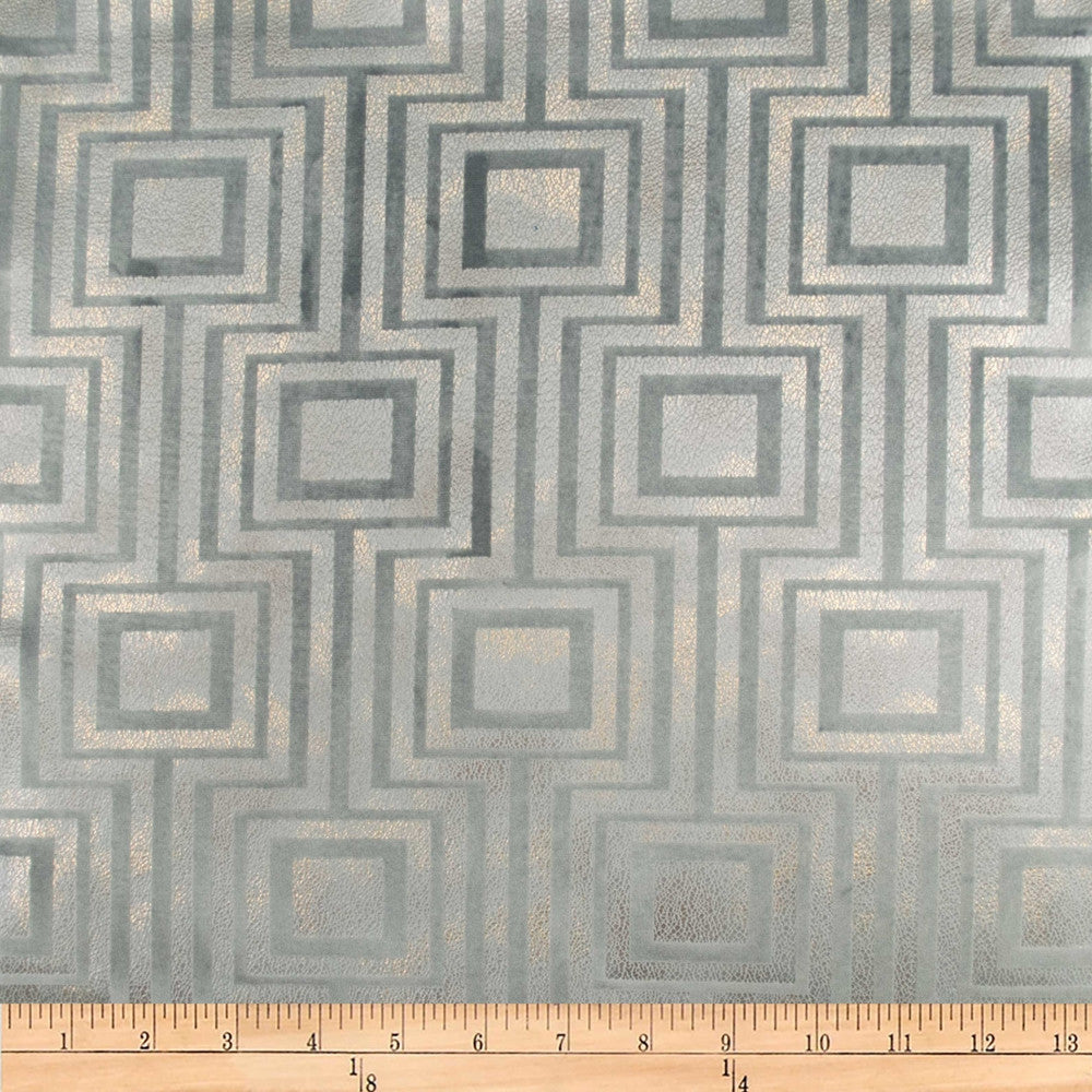 Embellished Square Steel by Europatex Designer Fabric Embellished 100% Polyester 14.2" H, 12.4" V 118.00 inches - Swanky Fabrics -