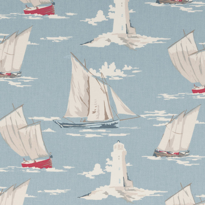 Skipper Marine by Clarke And Clarke Designer Fabric CLARKE & CLARKE MARITIME PRINTS COTTON - 100% United Kingdom MEDIUM Horizontal: 27 and Vertical: 12.5 54 - Swanky Fabrics -