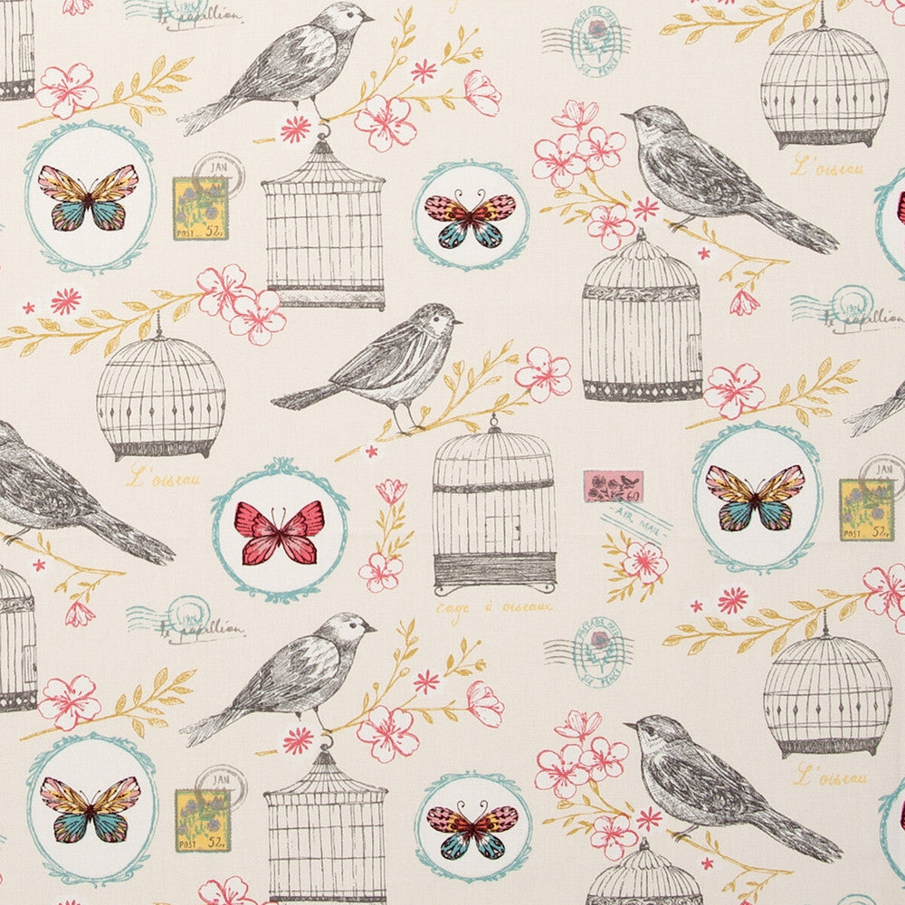 Melodie Natural by Clarke And Clarke Designer Fabric CLARKE & CLARKE SKETCH BOOK COTTON - 100% Turkey MEDIUM Horizontal: and Vertical: 54 - Swanky Fabrics -