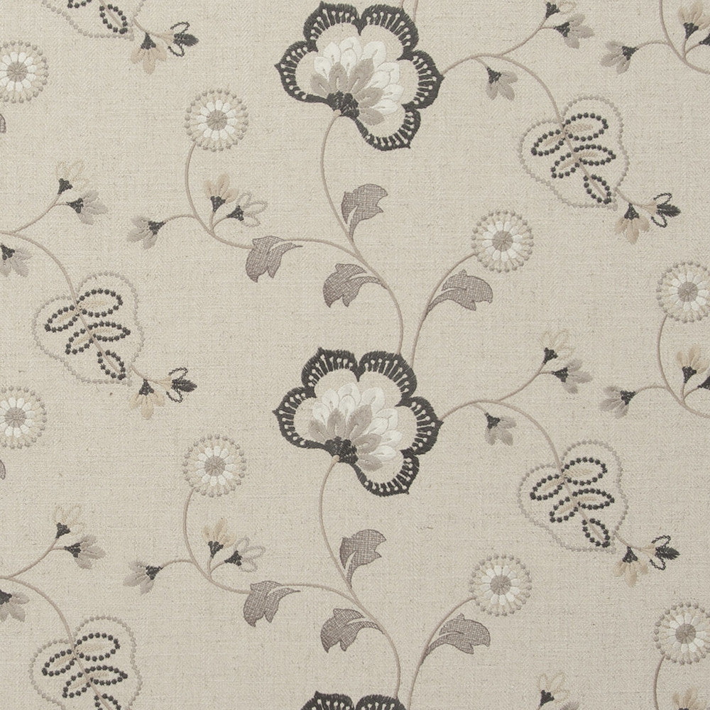 Chatsworth Charcoal by Clarke And Clarke Designer Fabric CLARKE & CLARKE MANOR HOUSE VISCOSE - 34%;COTTON - 22%;LINEN - 22%;POLYESTER - 22% India Horizontal: 25.59 and Vertical: 9.06 54 - Swanky Fabrics -