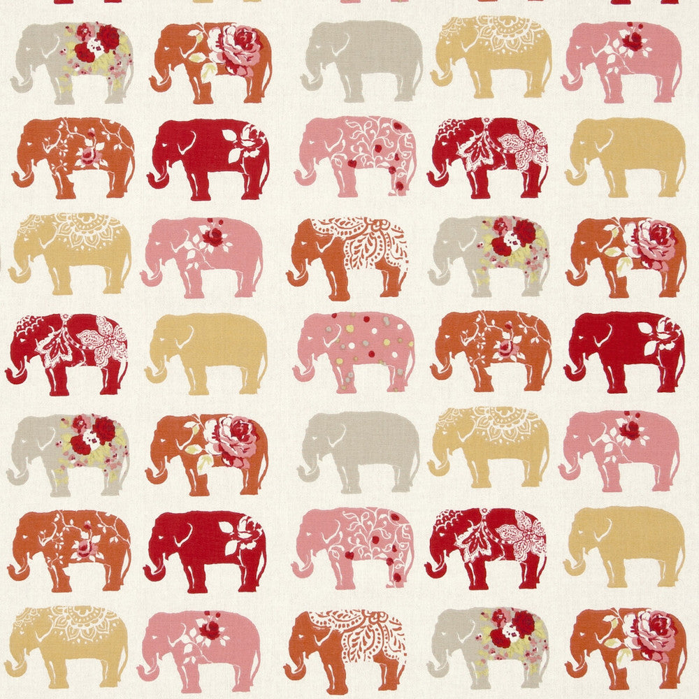 Elephants Spice by Clarke And Clarke Designer Fabric CLARKE & CLARKE BLIGHTY COTTON - 100% Turkey MEDIUM Horizontal: and Vertical: 54 - Swanky Fabrics -