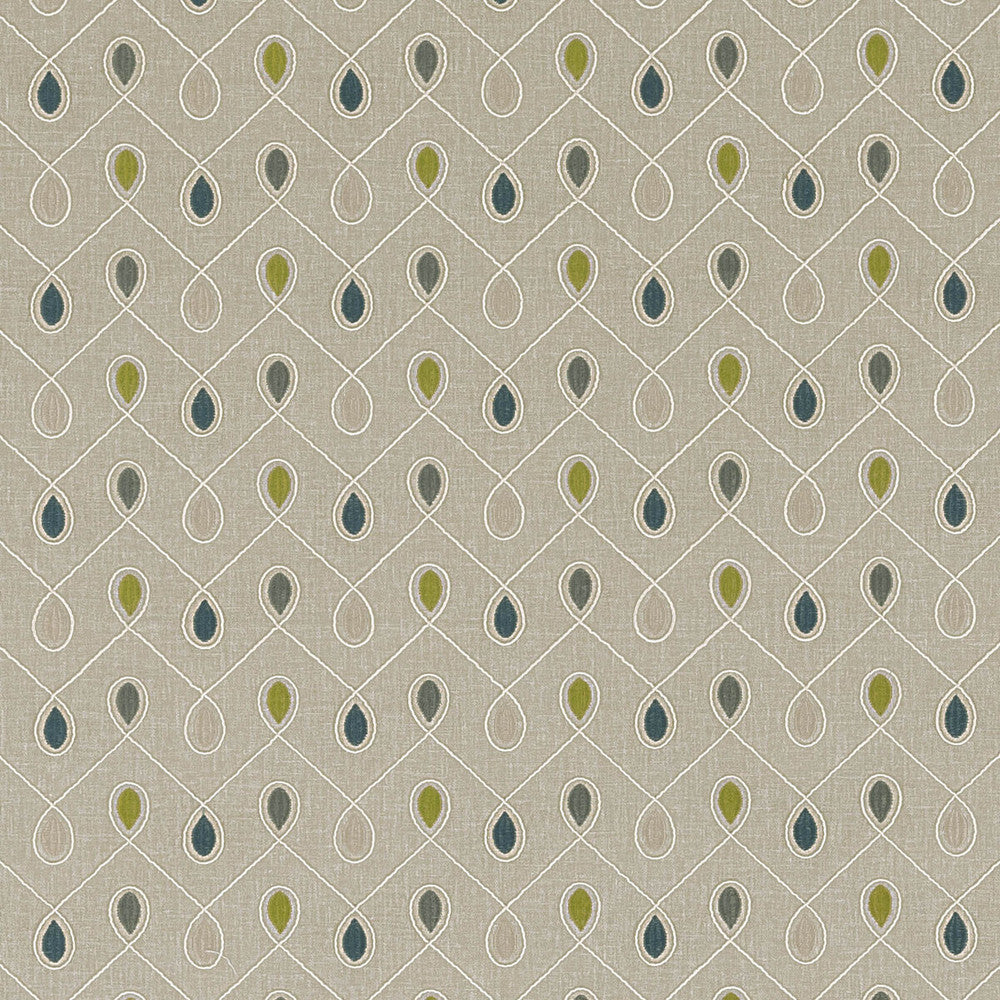 Healey Teal/Acacia by Clarke And Clarke Designer Fabric CLARKE & CLARKE RICHMOND POLYESTER - 52%;COTTON - 48% India Horizontal: 6.3 and Vertical: 4.53 54 - Swanky Fabrics -