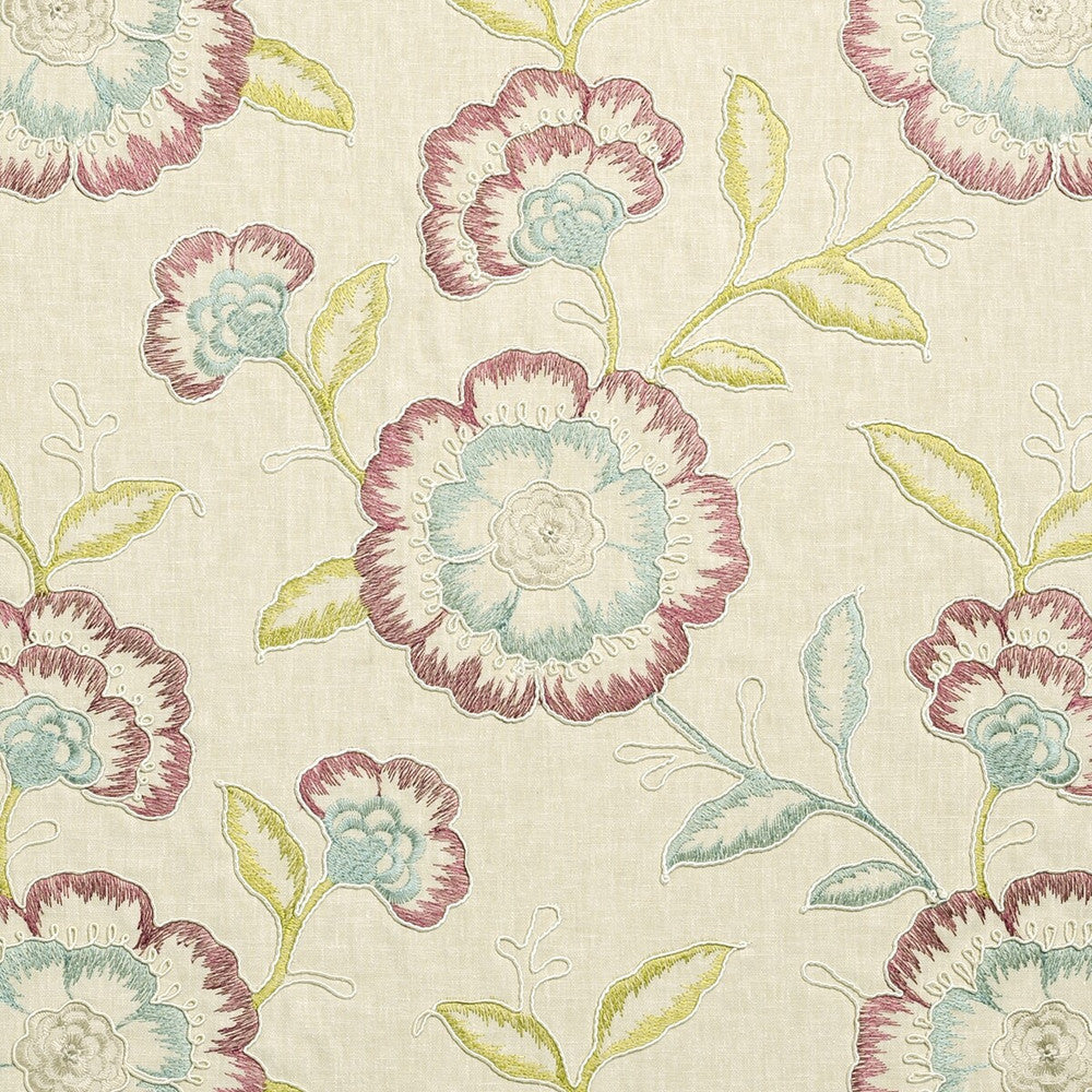 Richmond Raspberry/Duckegg by Clarke And Clarke Designer Fabric CLARKE & CLARKE RICHMOND POLYESTER - 52%;COTTON - 48% India - Horizontal: 16.93 and Vertical: 18.9 54 - Swanky Fabrics -