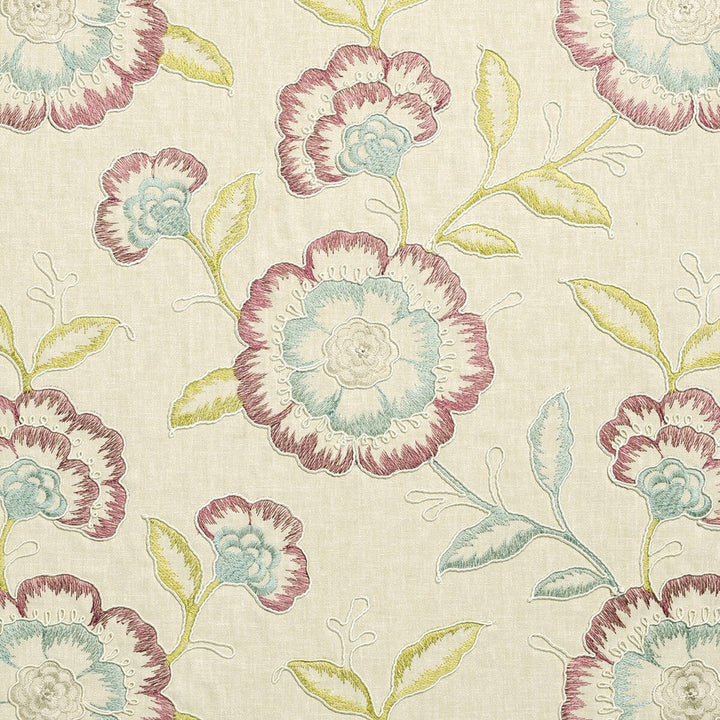 Richmond Raspberry/Duckegg by Clarke And Clarke Designer Fabric CLARKE & CLARKE RICHMOND POLYESTER - 52%;COTTON - 48% India - Horizontal: 16.93 and Vertical: 18.9 54 - Swanky Fabrics -